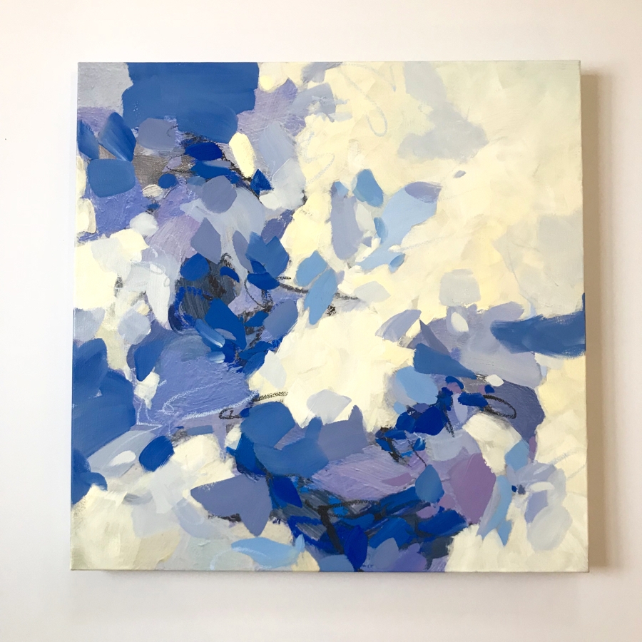 Violet & Sky II, mixed media on canvas,  24x24, 2018