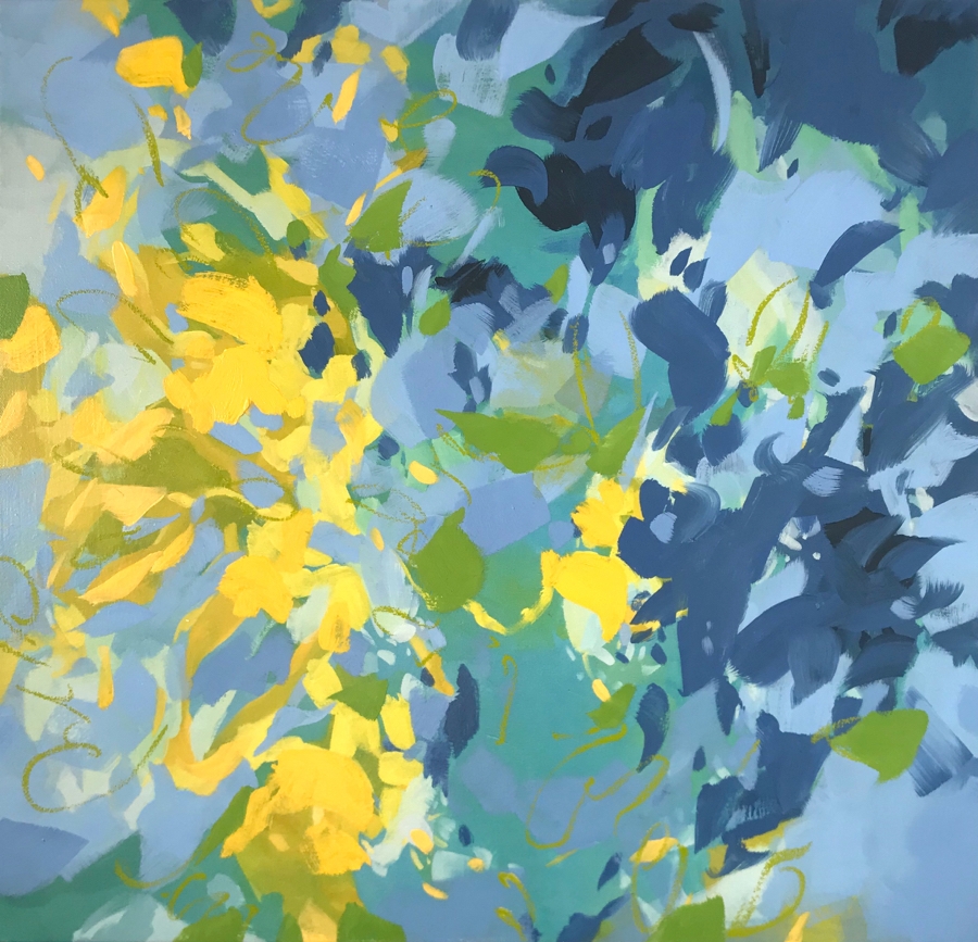 "Tethered II", mixed media on canvas, 22x22, 2018.